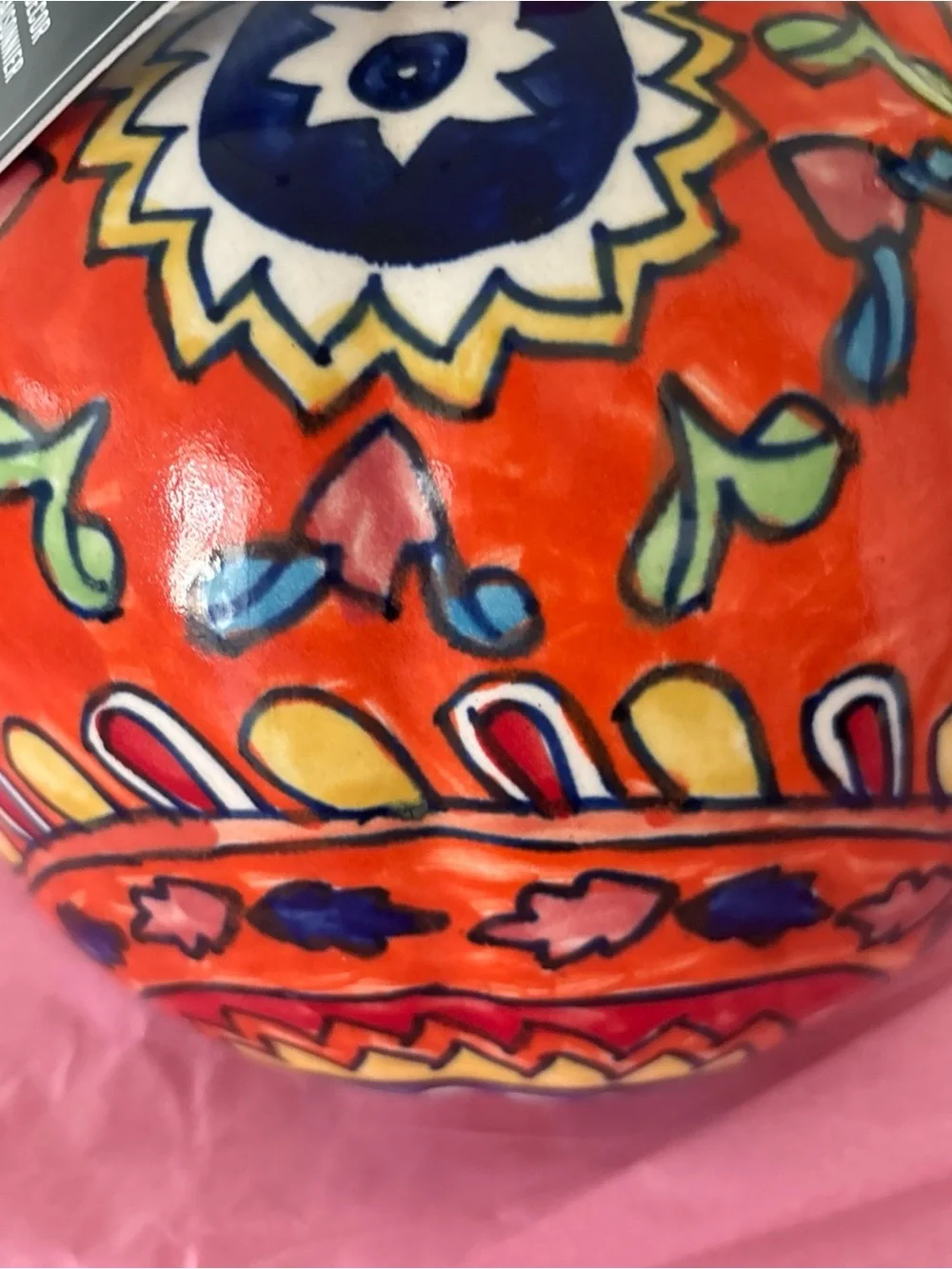 Martha Stewart Pumpkin Candle Holder Folk Talavera Style Jack O Lantern 9”t X 8”